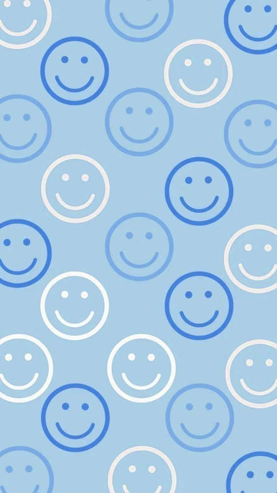 Light Blue Smiley Faces Pattern Wallpaper