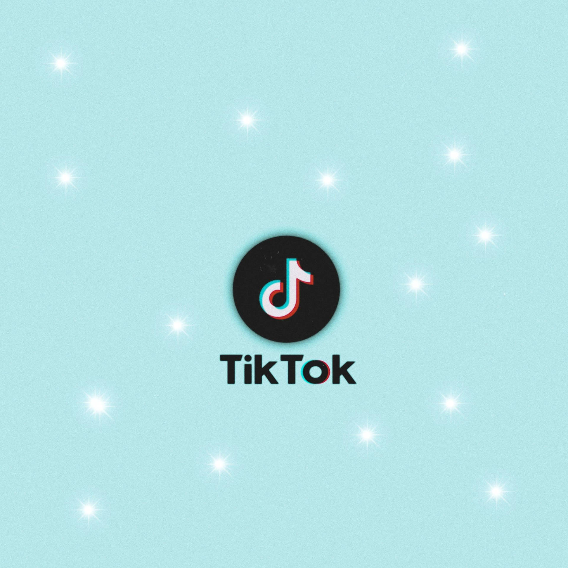Light Blue Starry TikTok Logo Wallpaper