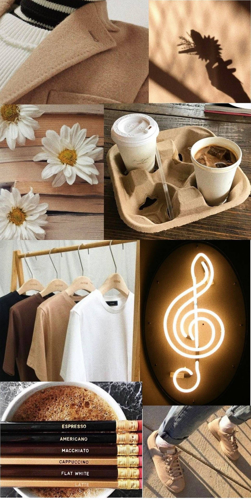 Light Brown Aesthetic Collage Wallpaper