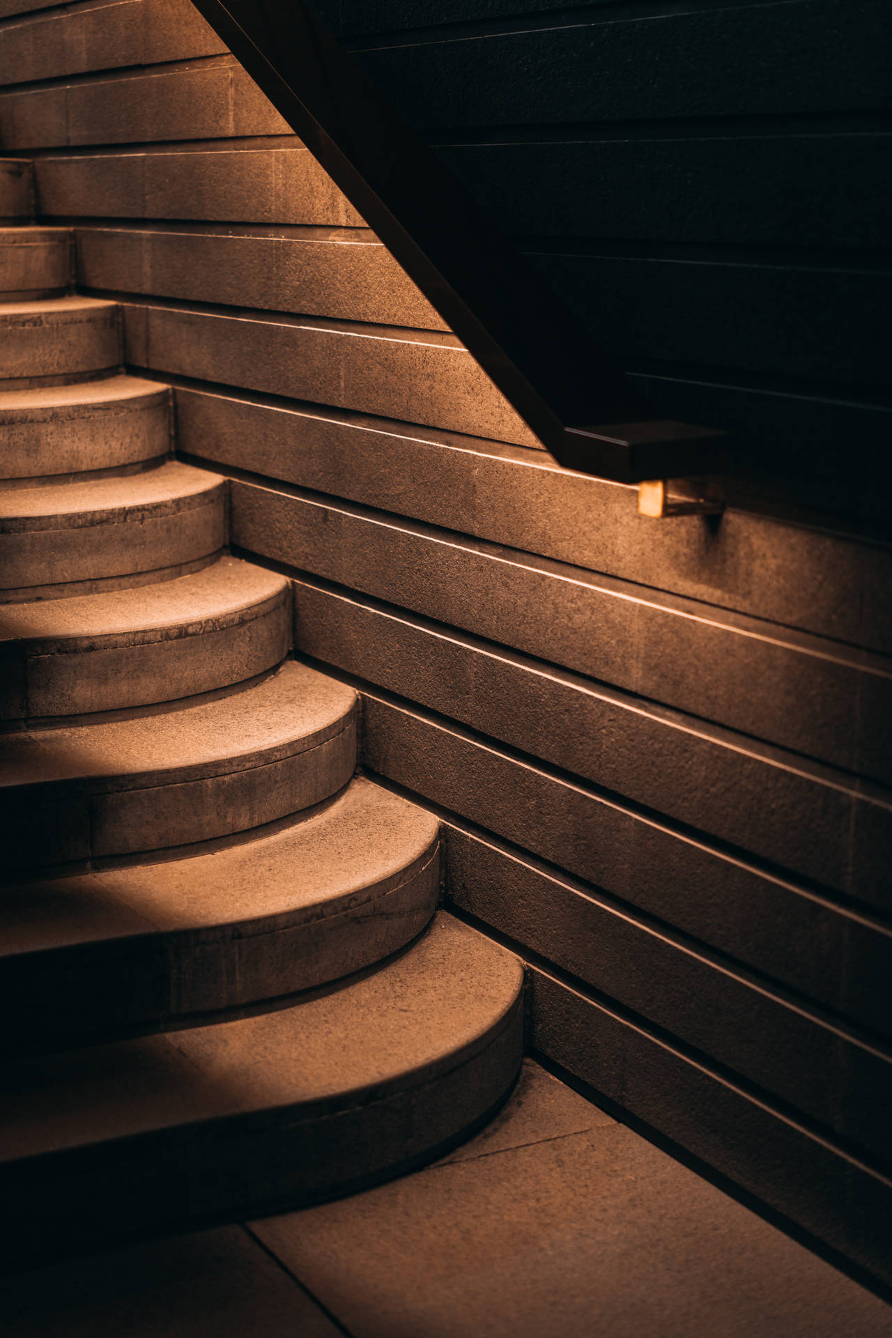 Light Brown Illuminated Staircase Wallpaper