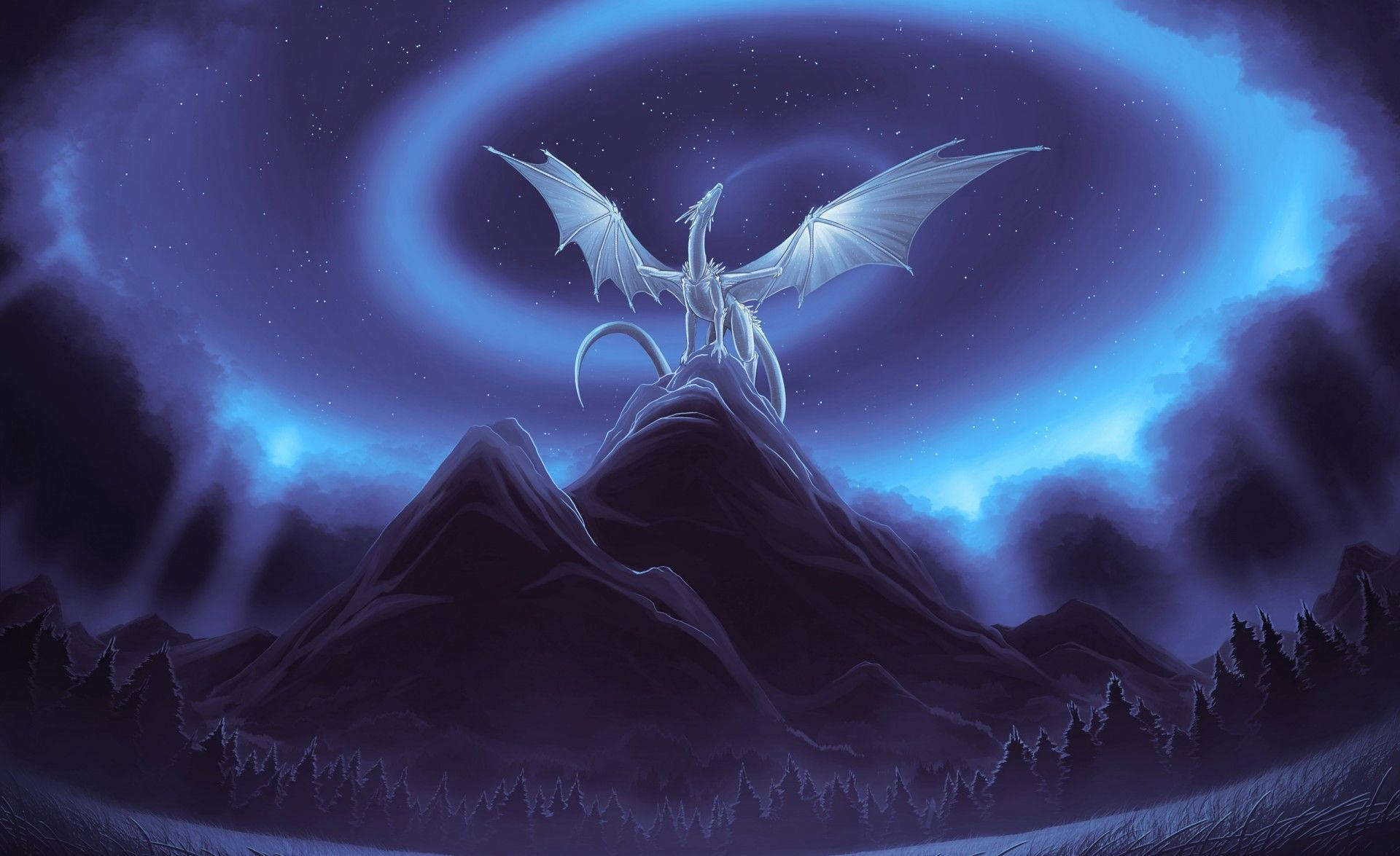 Light Dragon In Mountain Wallpaper