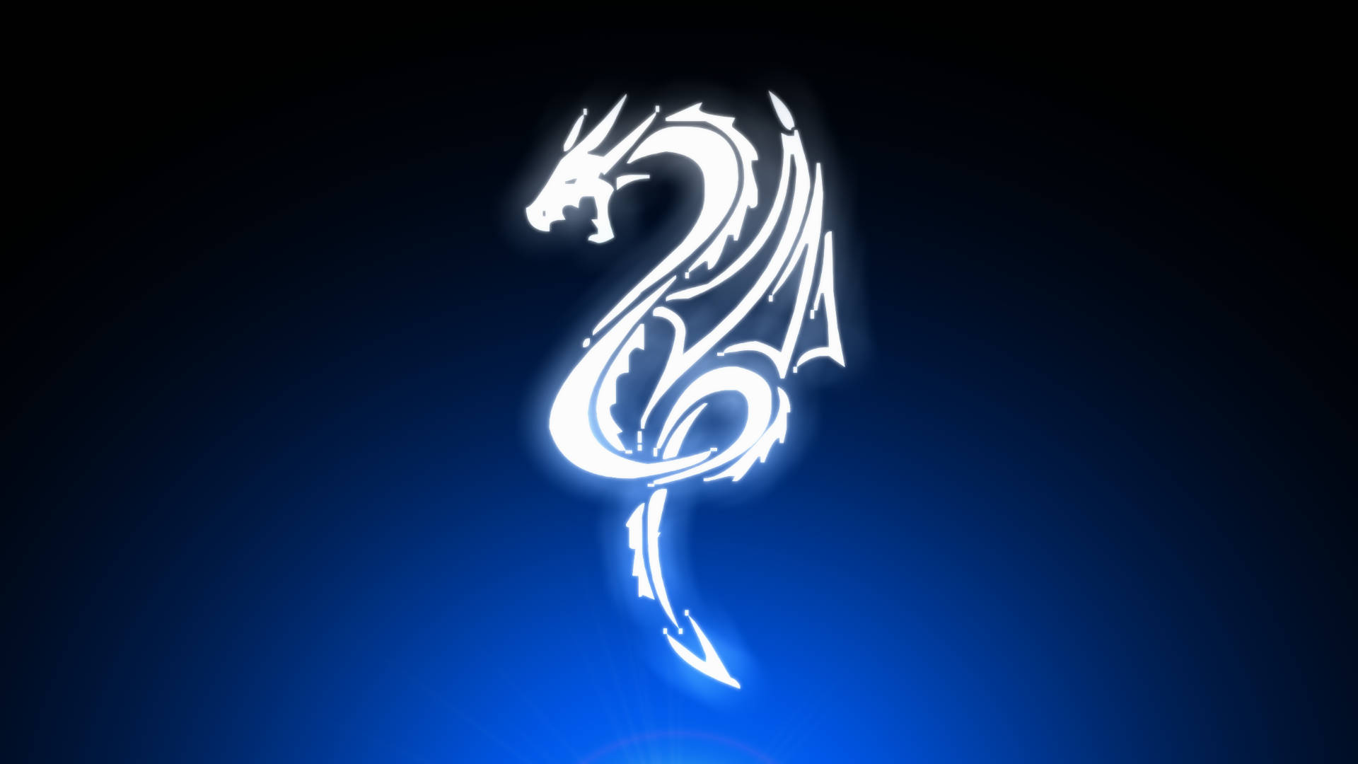 Light Dragon Symbol In Blue Wallpaper