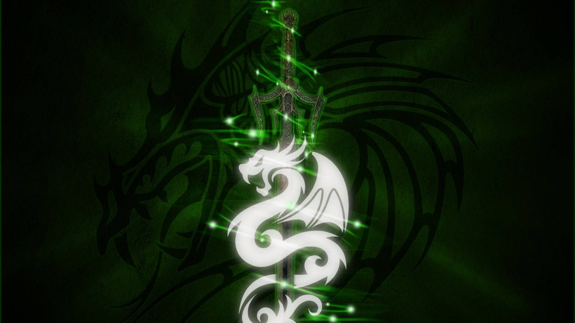 Light Dragon Symbol In Green Theme Wallpaper