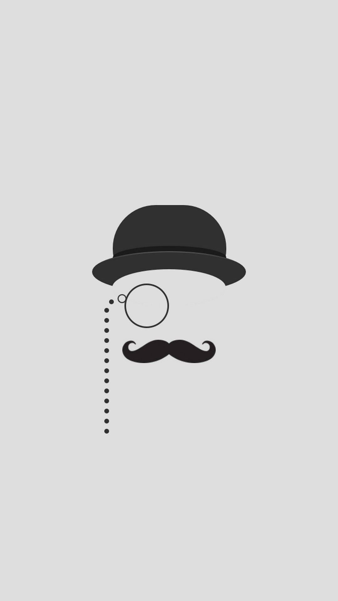 Lys Grå Mustache Hat Vector Tapet Wallpaper