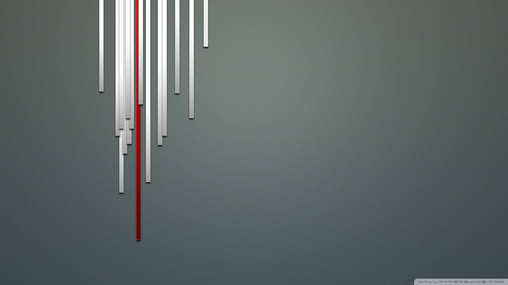 En rød og hvid linje hænger ned fra en grå baggrund. Wallpaper