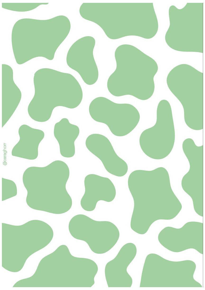 Light Green Aesthetic Cow Print Wallpaper