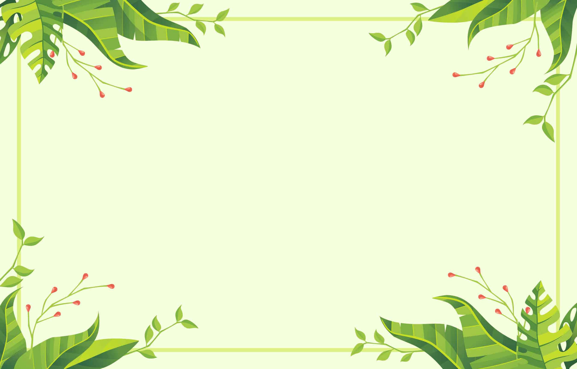 Leaves And Flowers Light Green Background