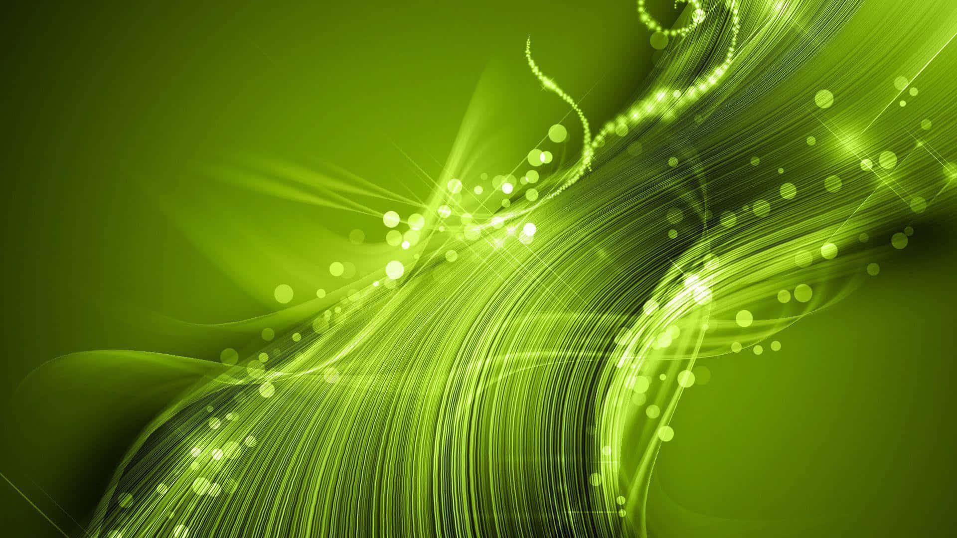 Light Green Waves Swirls And Bokeh Background
