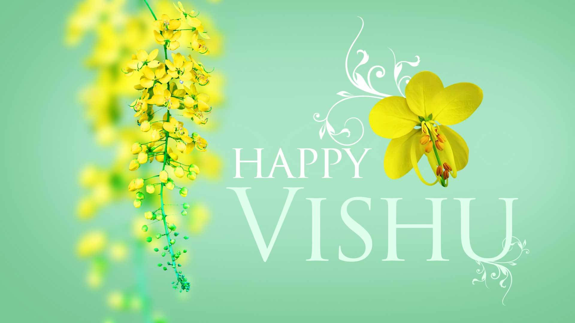Light Green Greetings Happy Vishu Wallpaper