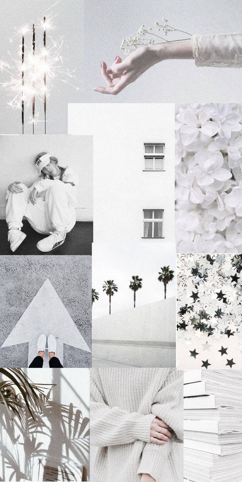 Light Grey Aesthetic Collage Wallpaper
