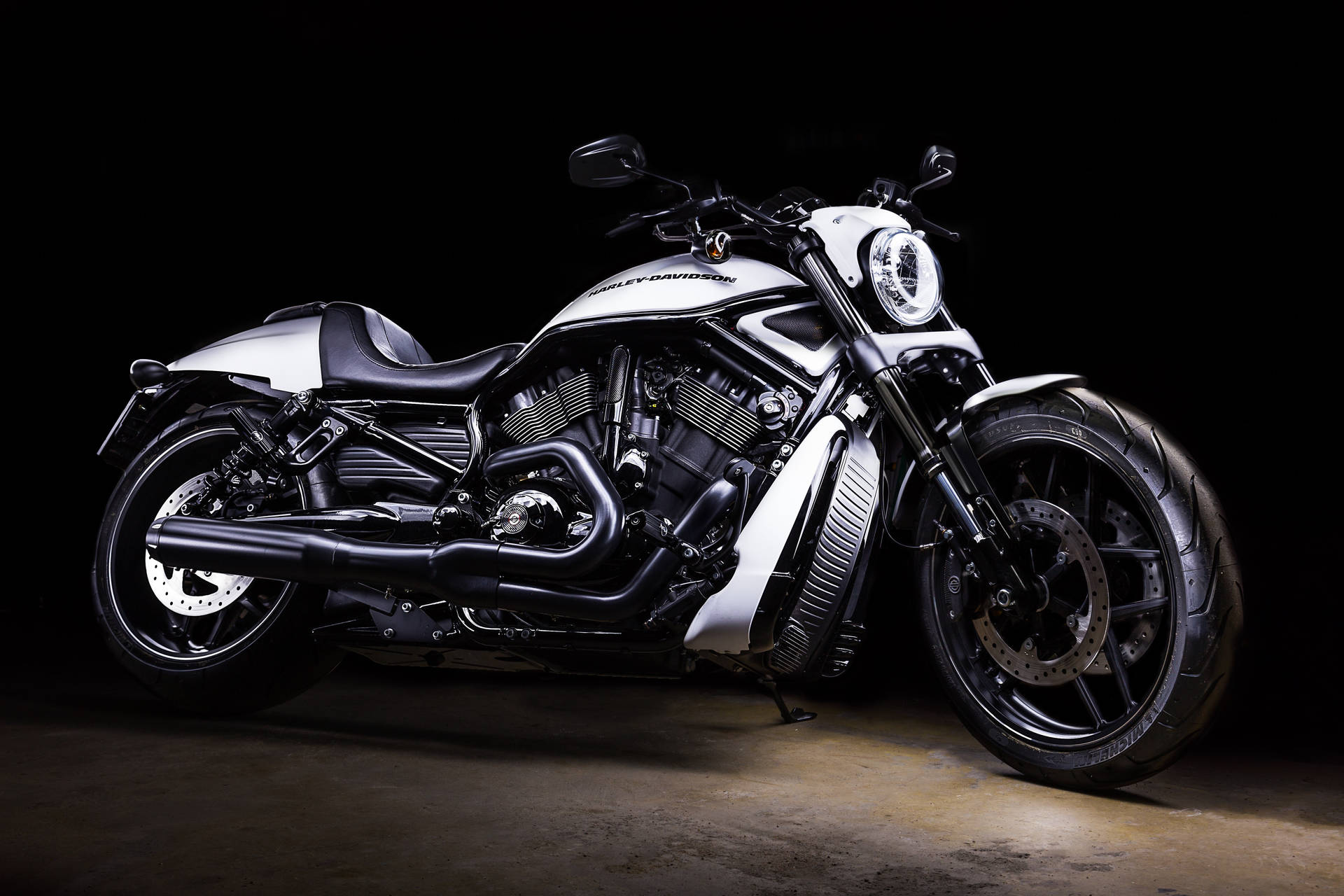 Light Harley Davidson In Dark Background Wallpaper