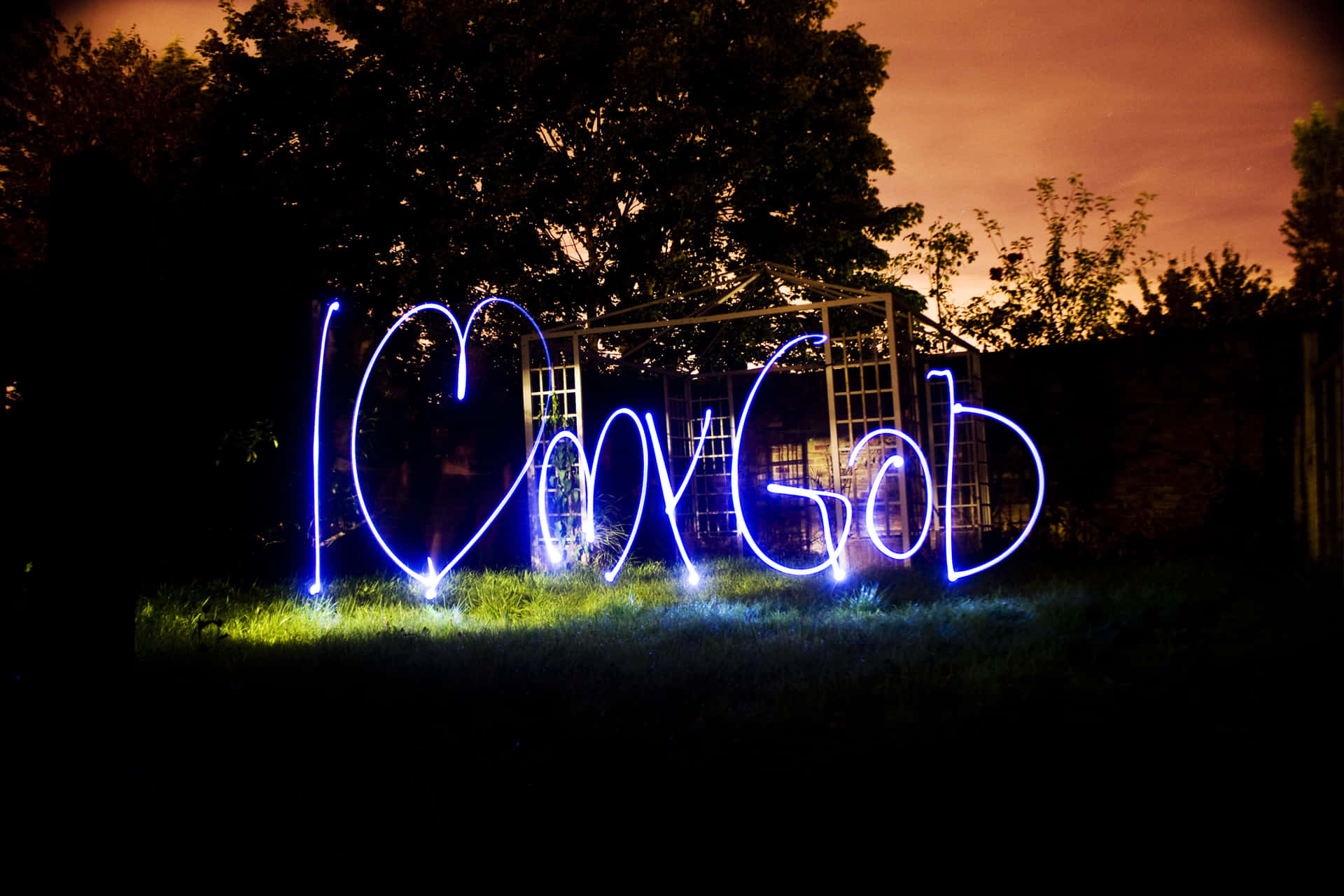 Light Painting I Love God Wallpaper