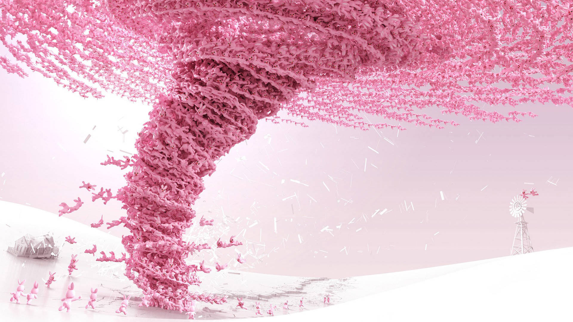 Light Pink Aesthetic Bunny Tornado Wallpaper