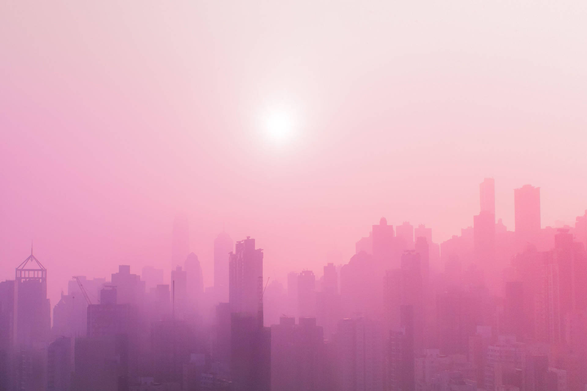 Light Pink Aesthetic City Skyline Wallpaper