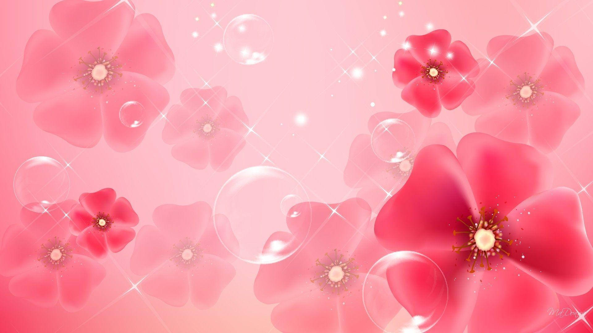Light Pink Flowers And Bubbles