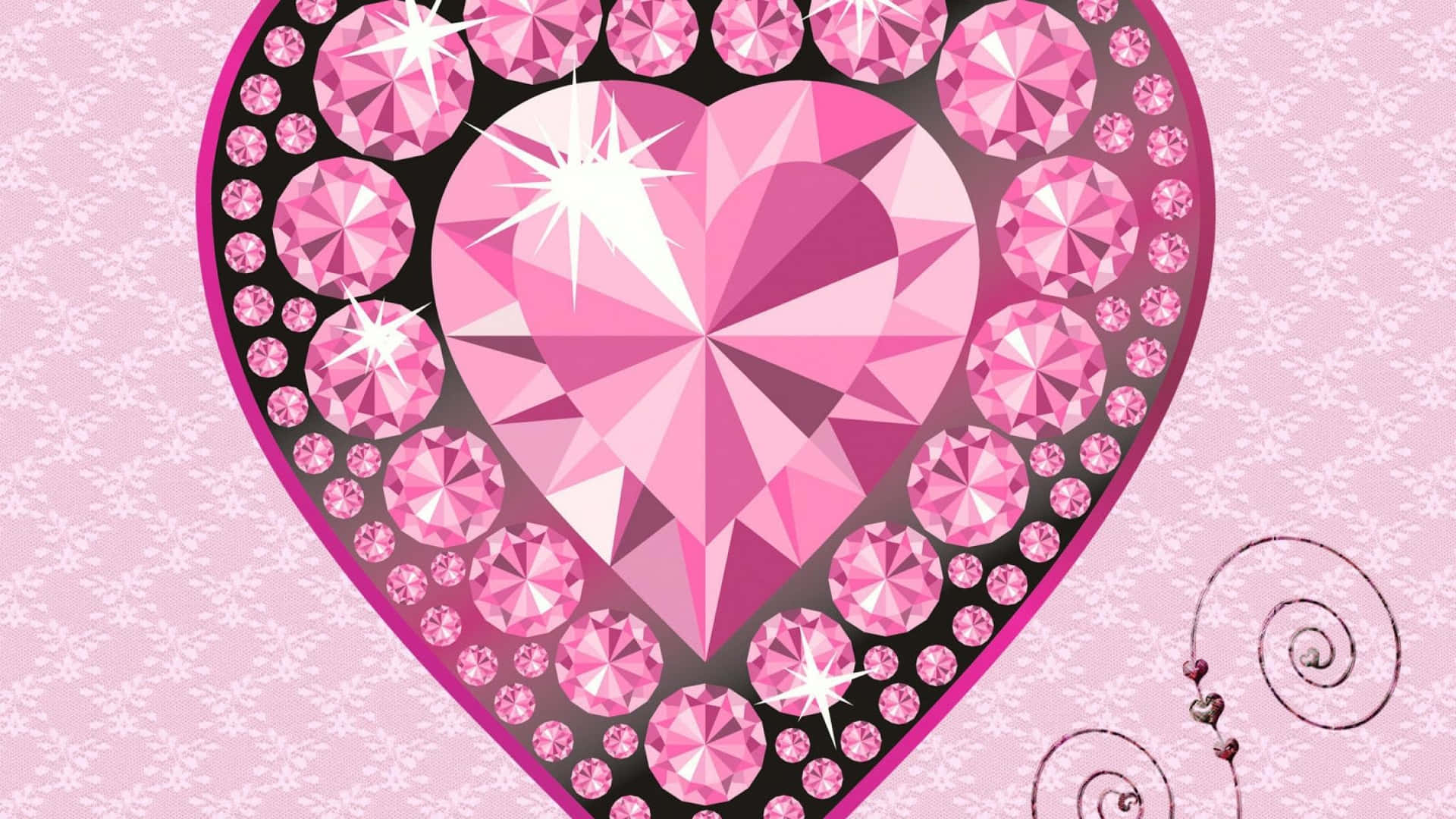 Light Pink Glitter Heart Graphic Wallpaper