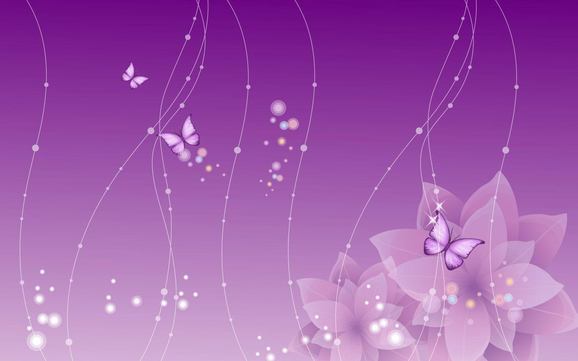 Light Purple Flowers With Butterflies Wallpaper