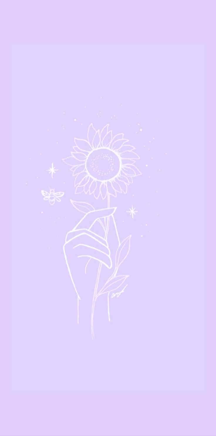 A Hand Holding A Flower On A Purple Background