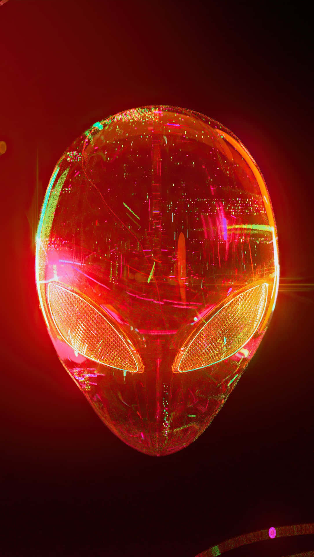 Enrød Alien-hoved Med Et Rødt Lys. Wallpaper