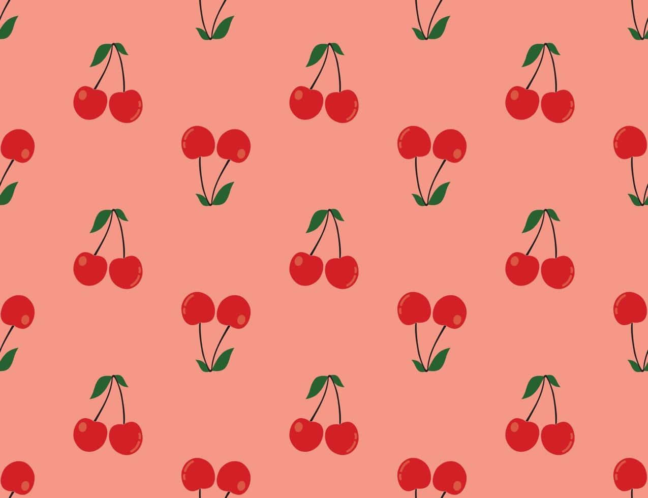 Light Red Cherry Pattern Aesthetic Wallpaper