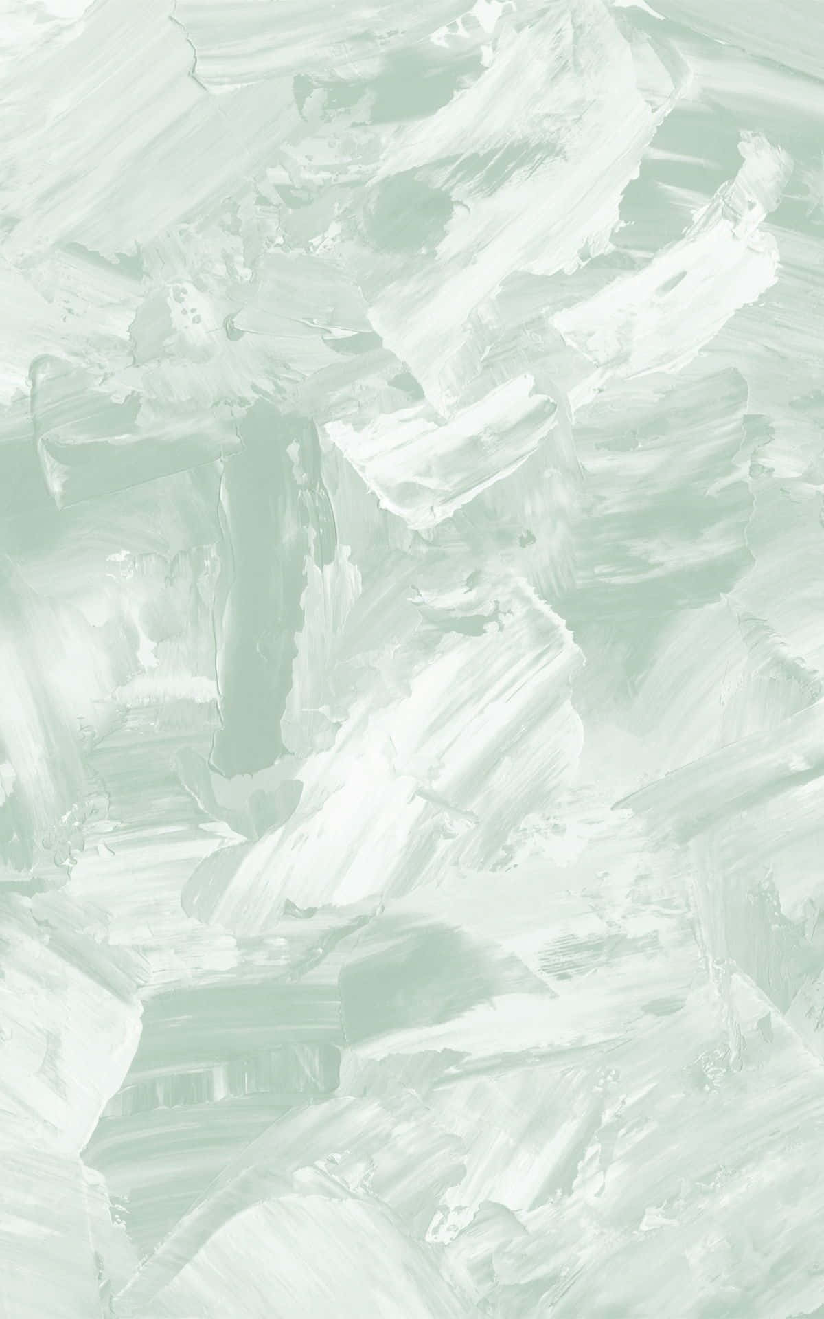A White And Green Abstract Painting On A Wall