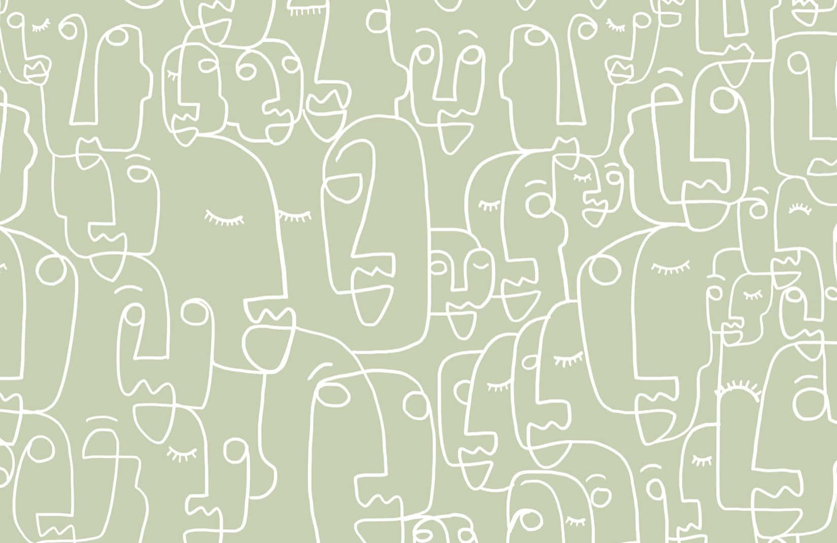 Light Sage Green Background Different Faces Background