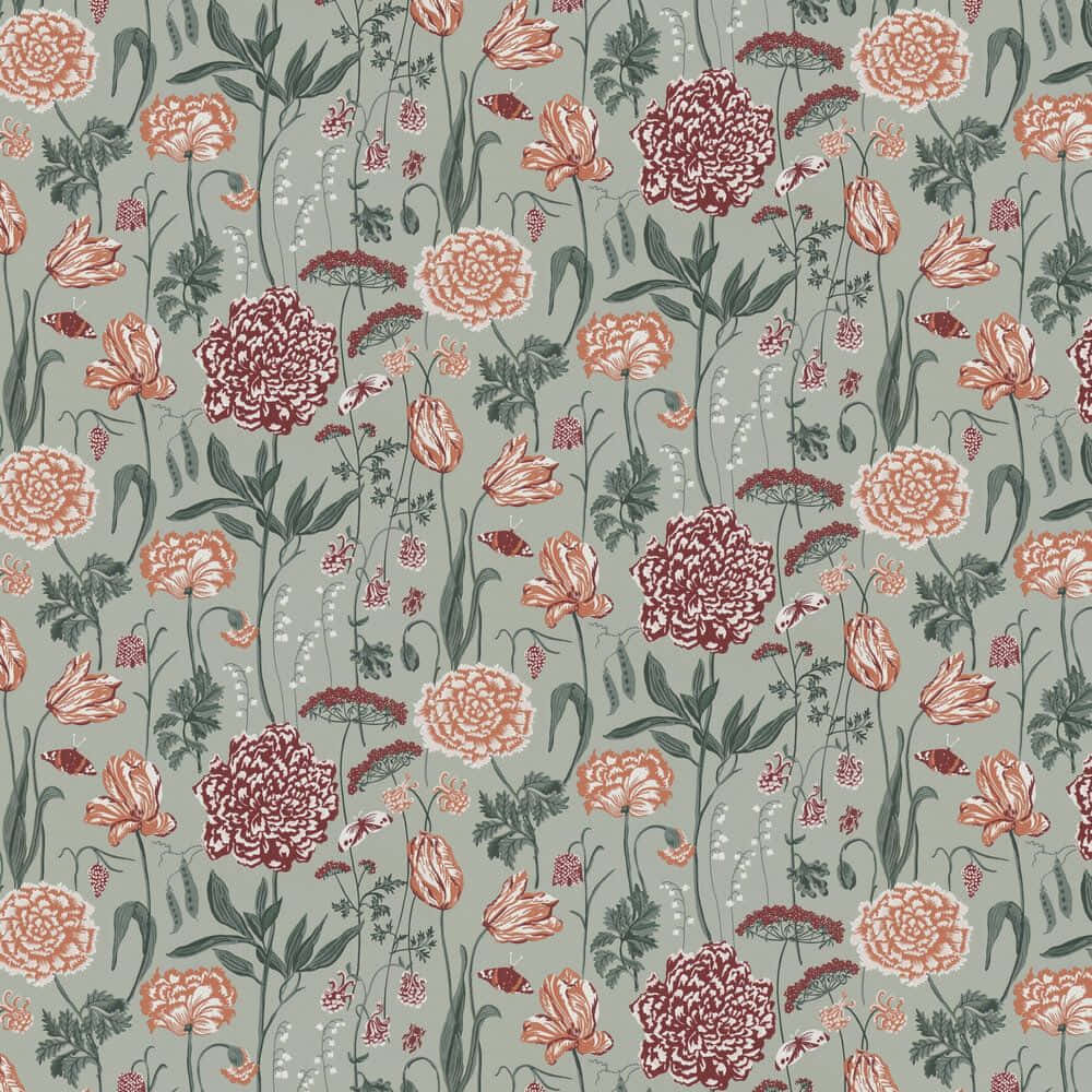 Light Sage Green Background Different Flowers