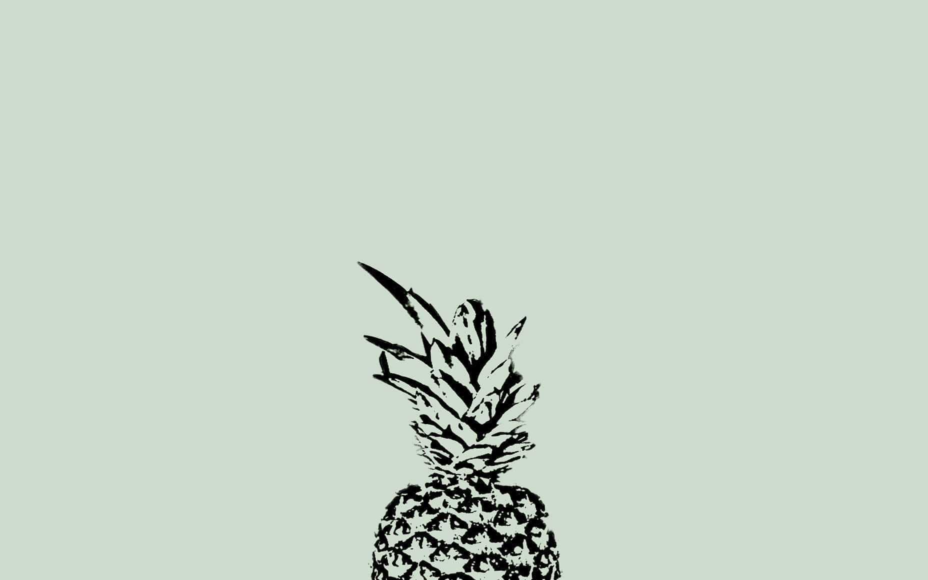 Light Sage Green Background with Pineapple Art