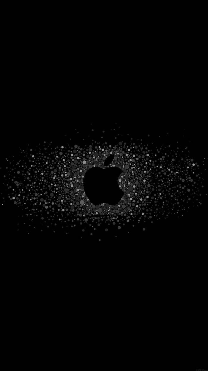 Light Specks Apple Logo Solid Black Iphone Wallpaper
