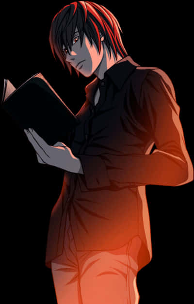 Light Yagami Holding Death Note PNG