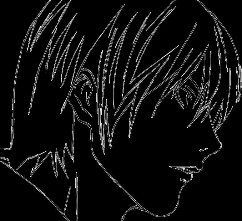Light Yagami Profile Sketch PNG