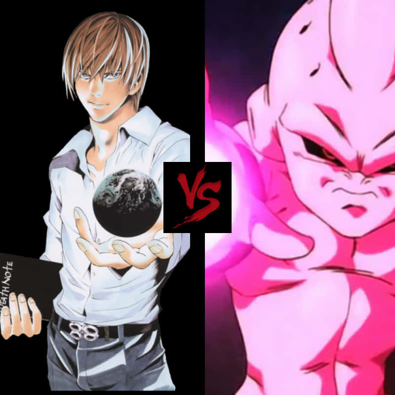 Light Yagami V S Majin Buu Fan Art PNG