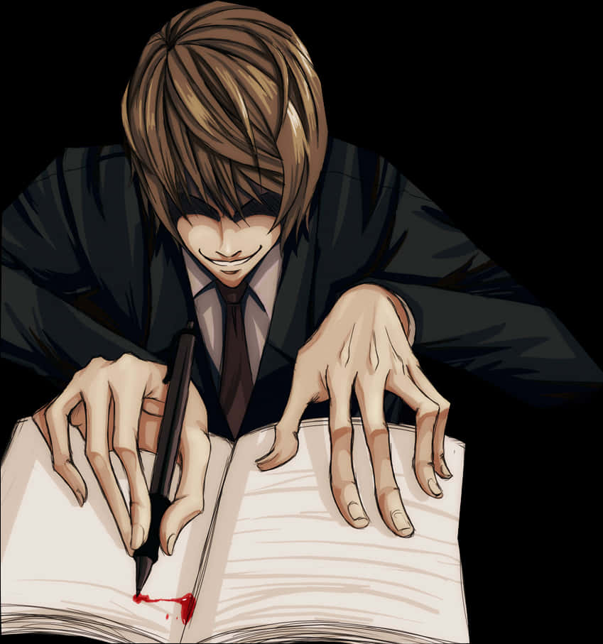 Download Light Yagami Writing Death Note | Wallpapers.com