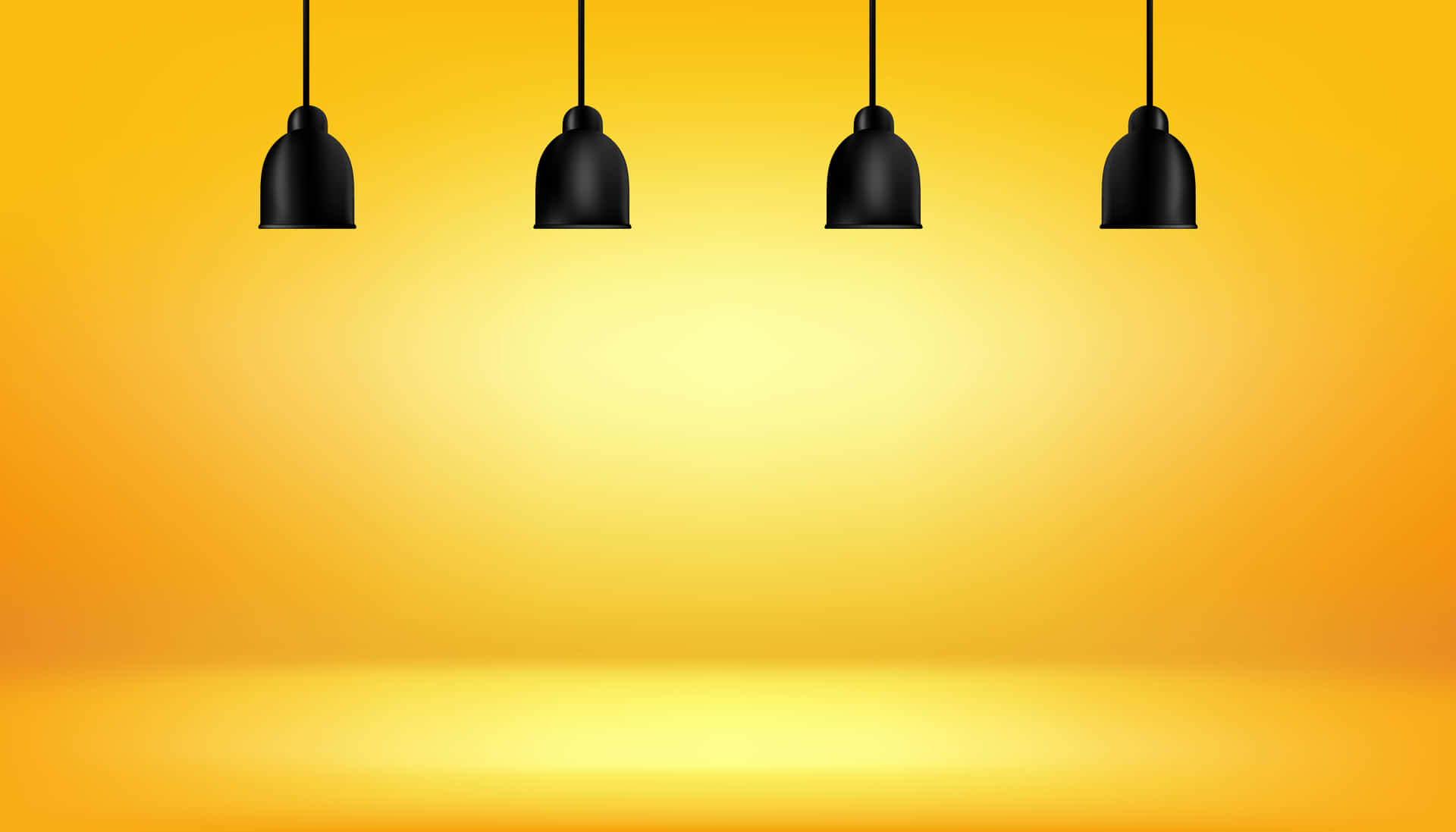 Four Black Lamps Hanging On An Orange Background