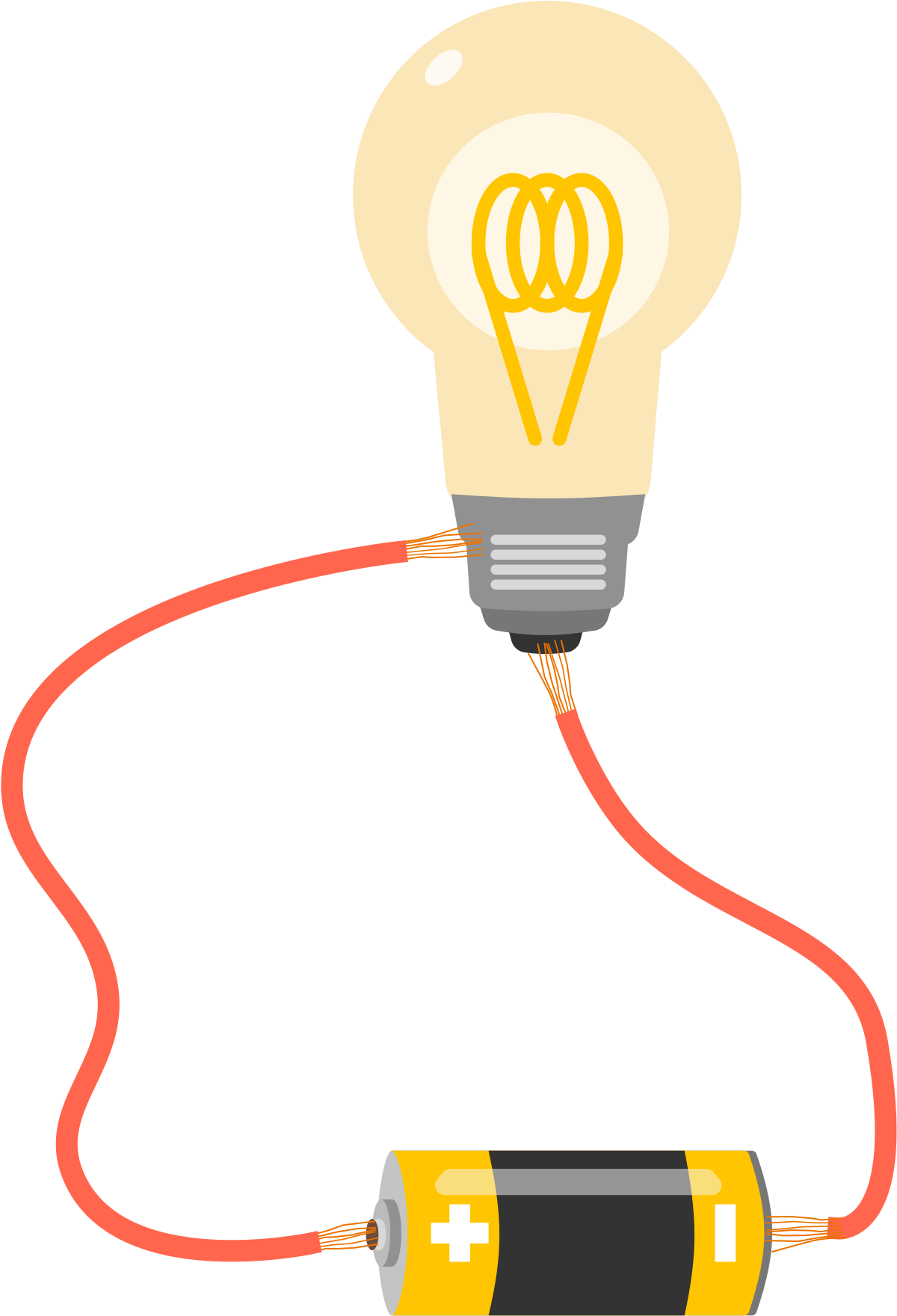 Lightbulb Connectedto Battery Illustration PNG