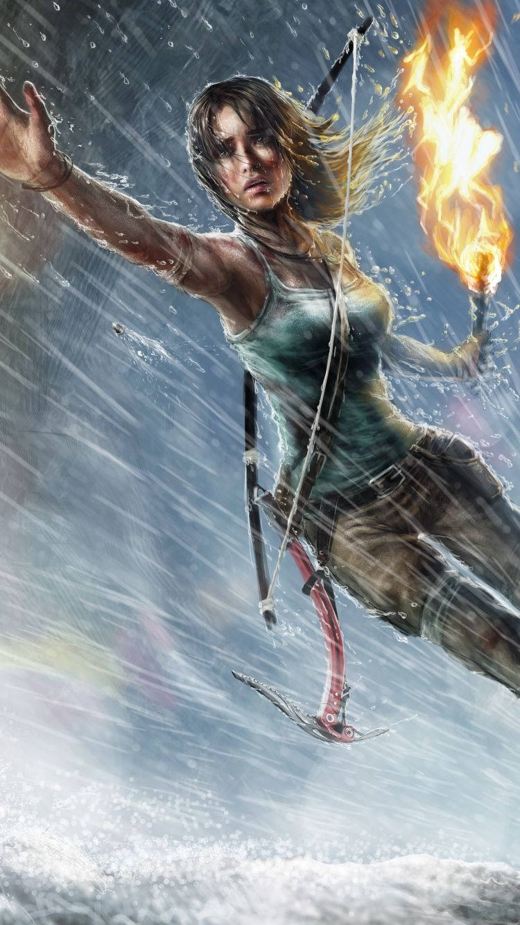 Lighted Torch Tomb Raider Iphone Wallpaper
