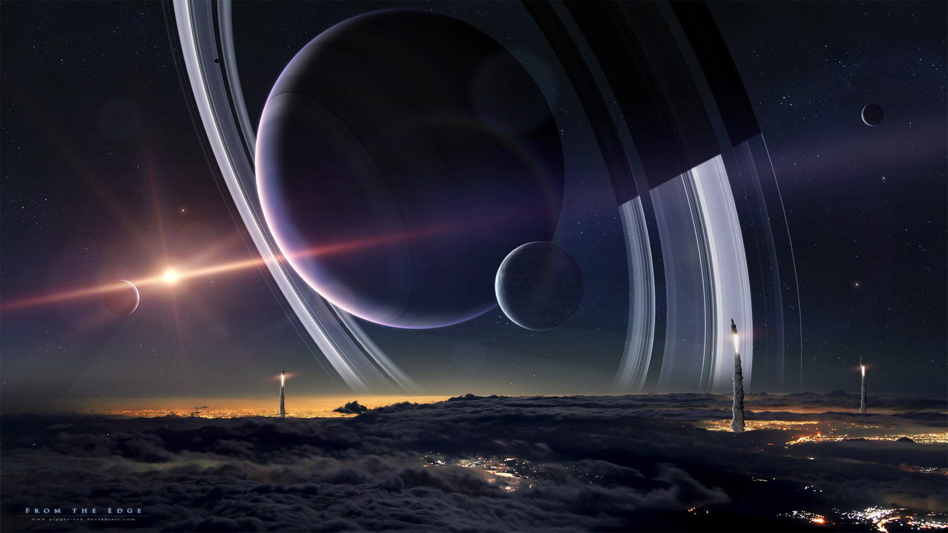 Lighthouse Saturn 4k Background