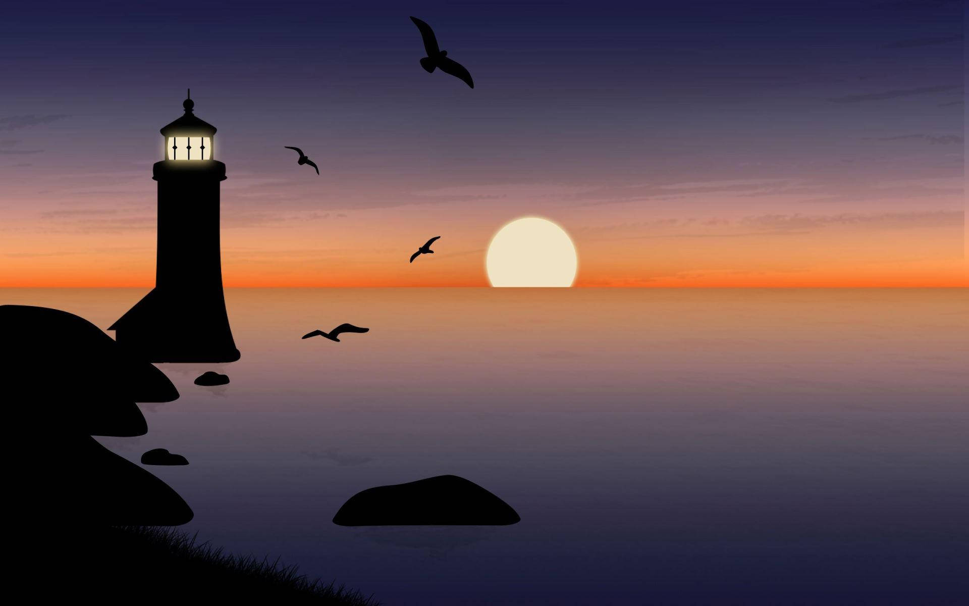 Lighthouse Silhouette Wallpaper