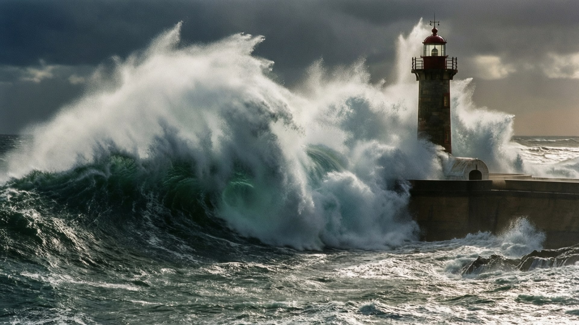 Vague du Phare Fonds d'écran