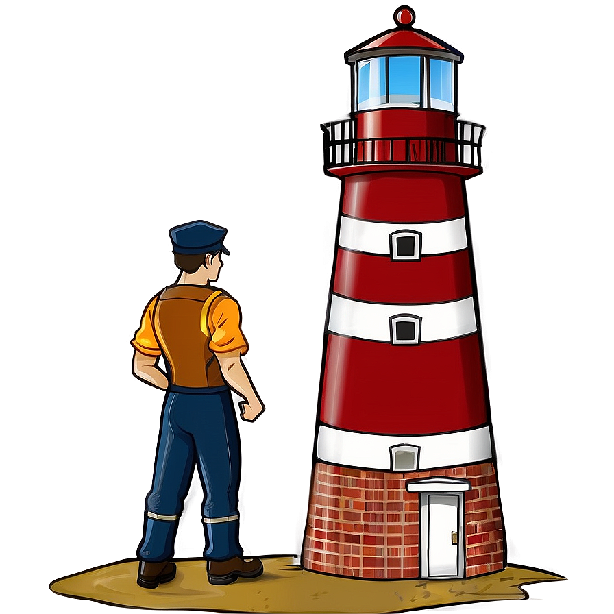 Lighthouse With Lighthouse Keeper Png 05242024 PNG