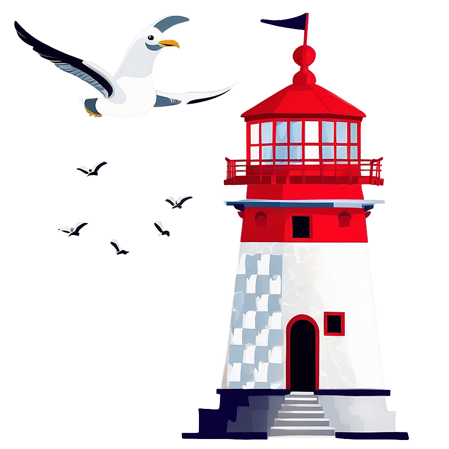 Lighthouse With Seagulls Png 05242024 PNG
