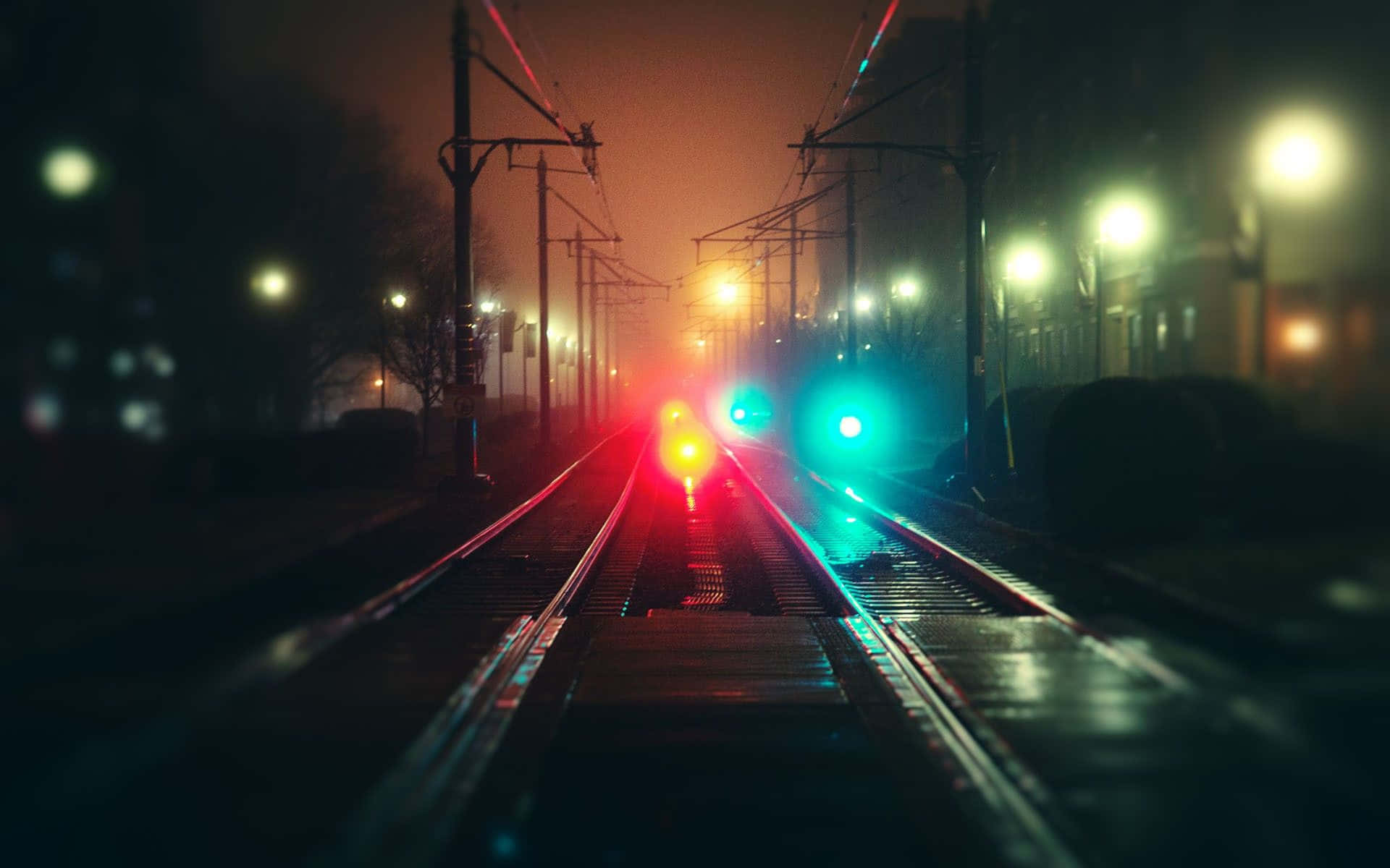 Unavía De Tren Con Luces Encendidas