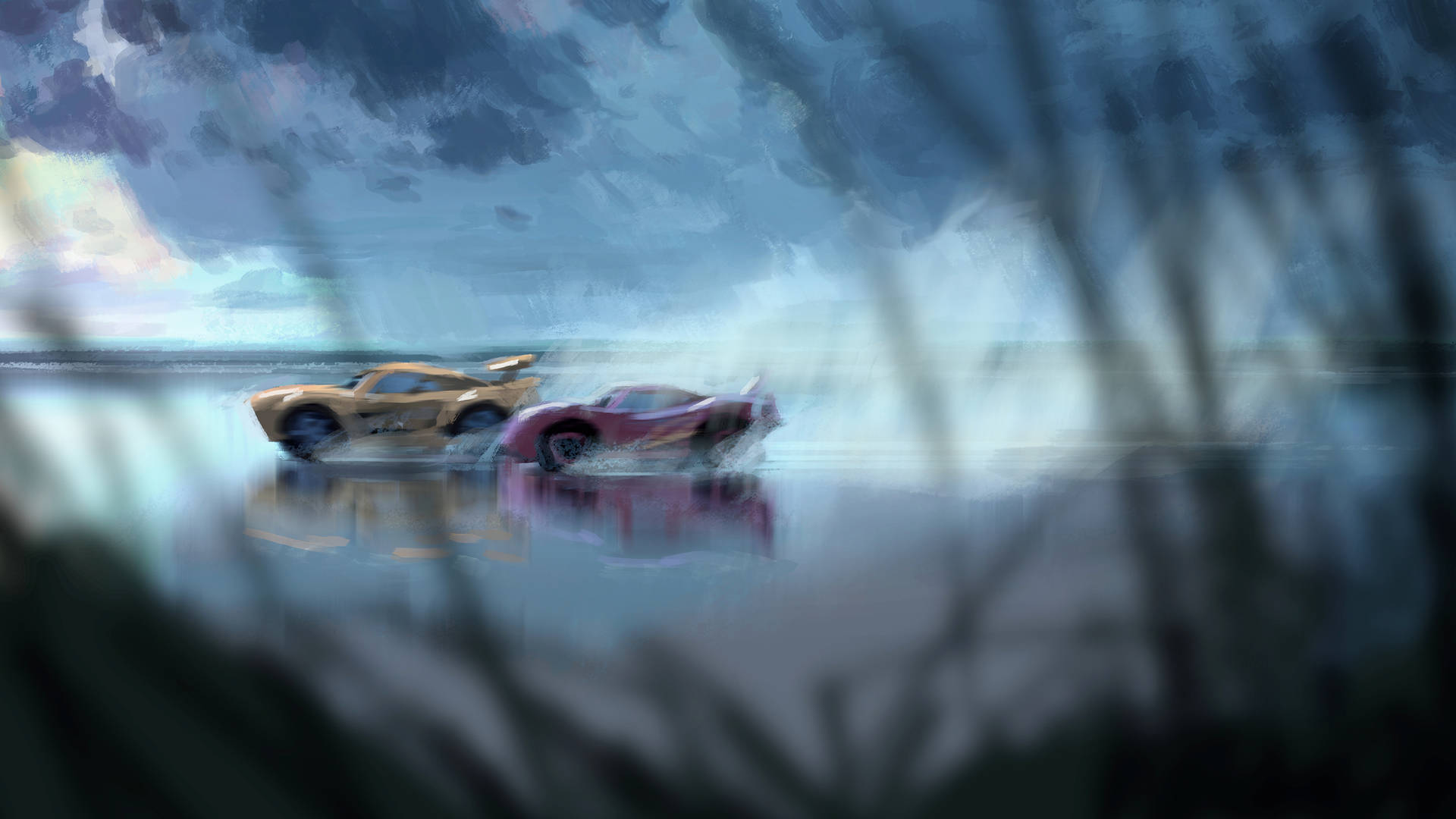Lightning McQueen and Cruz Ramirez in Action - Cars 3 Wallpaper