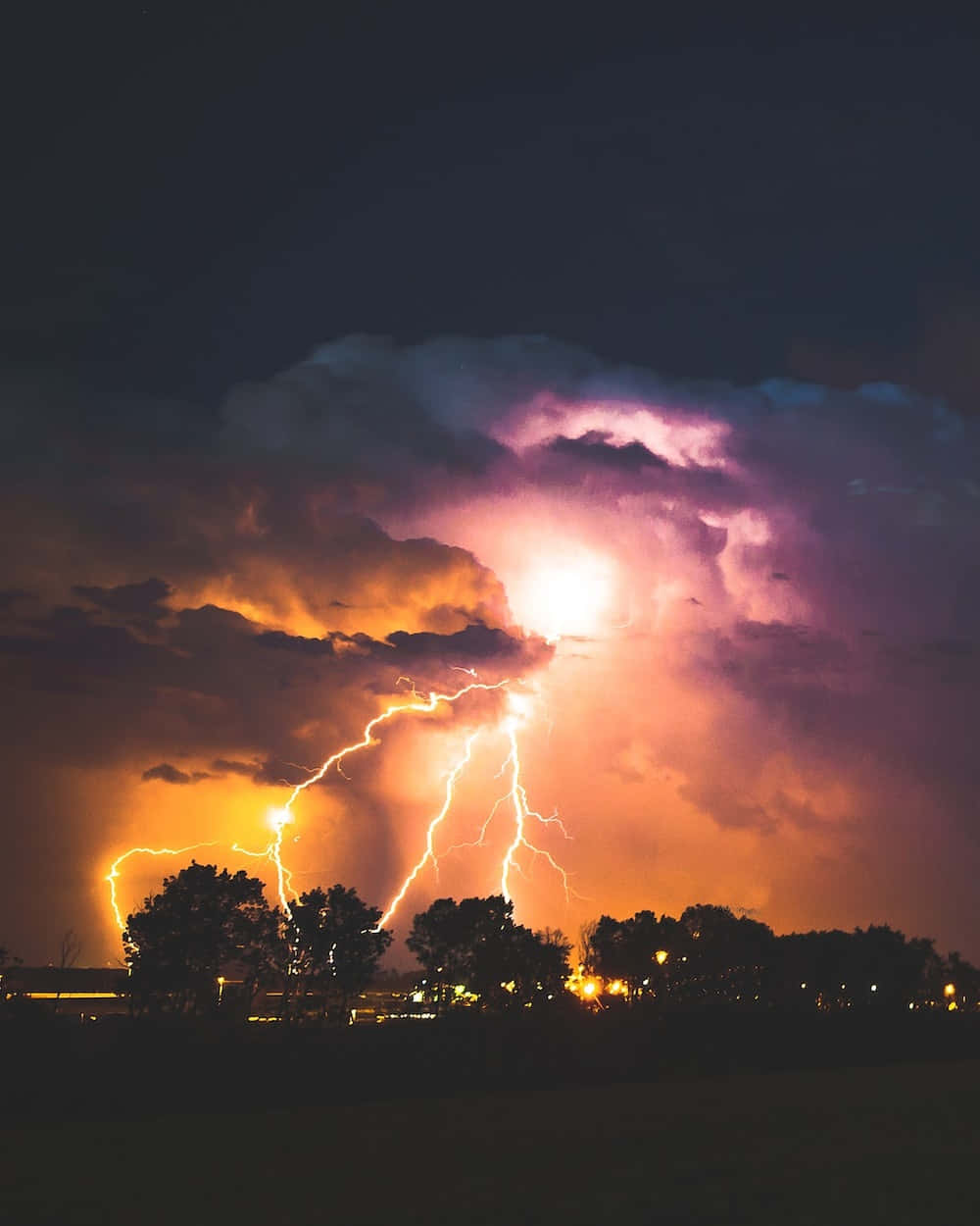 Powerful Lightning Bolt Illuminating the Dark Sky