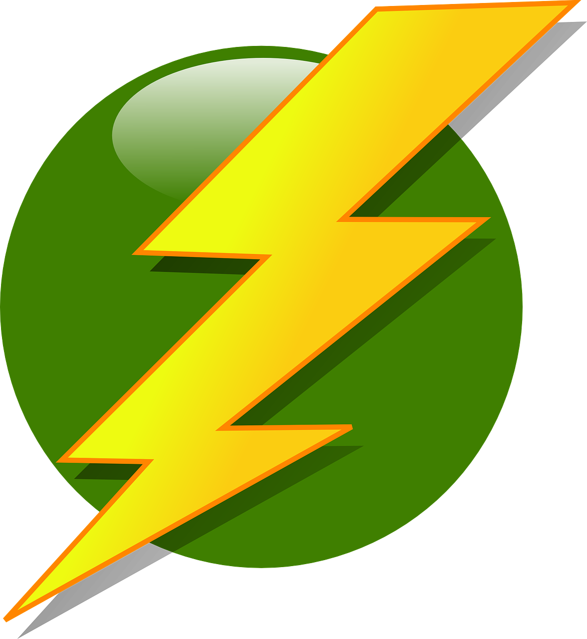 Lightning Bolt Icon Green Background PNG