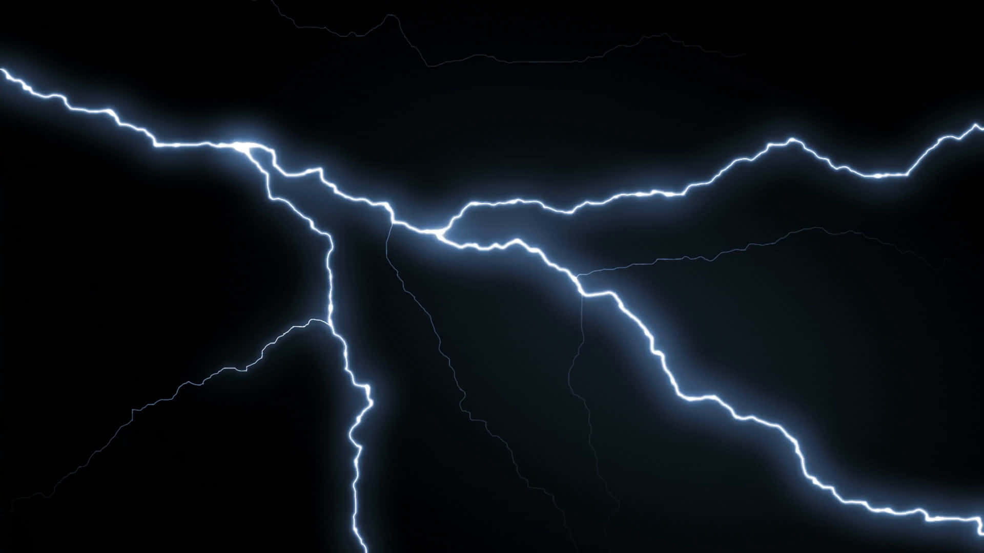 Intense lightning bolt strikes in the sky