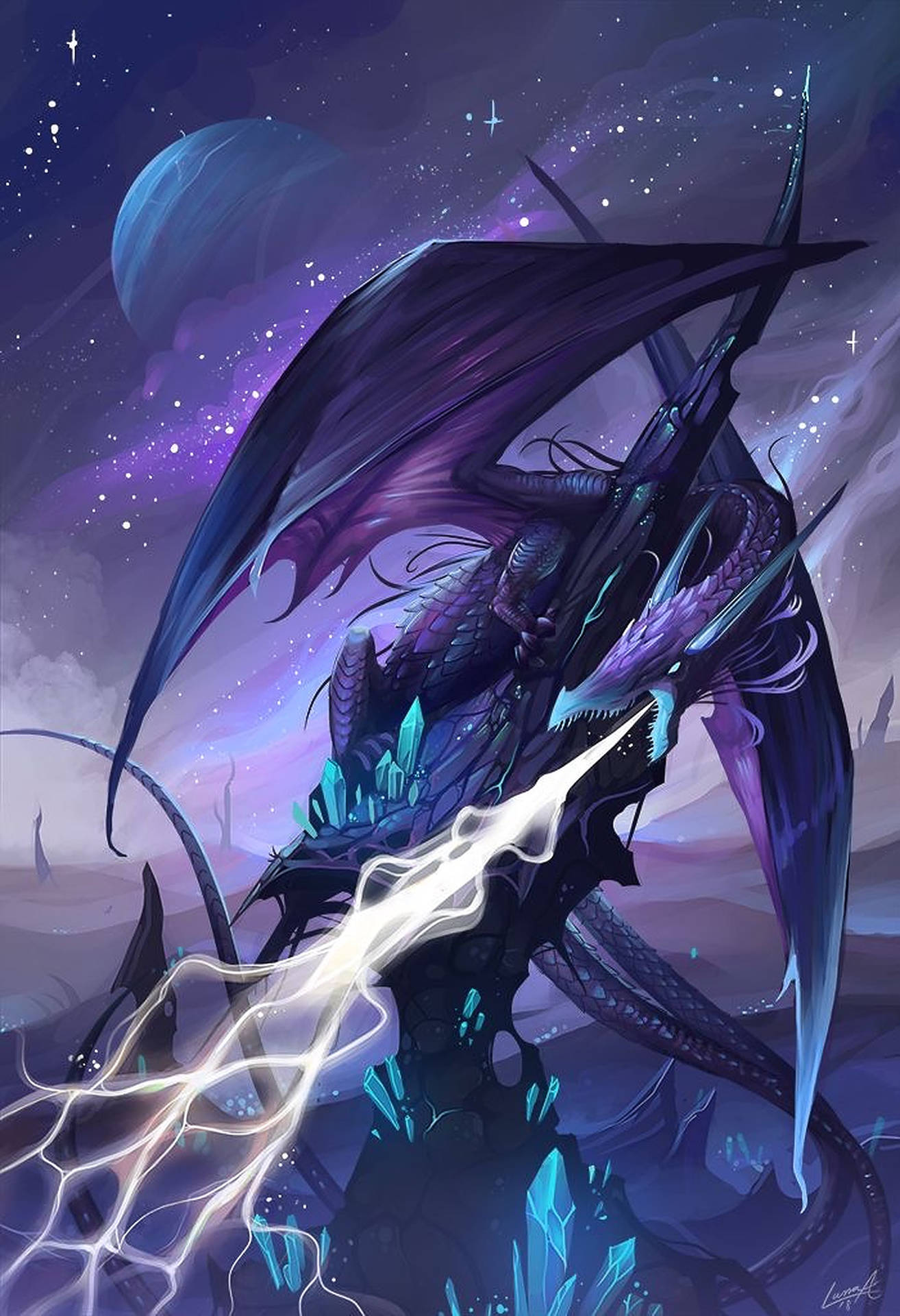 Lightning Dragon Digital Art Wallpaper