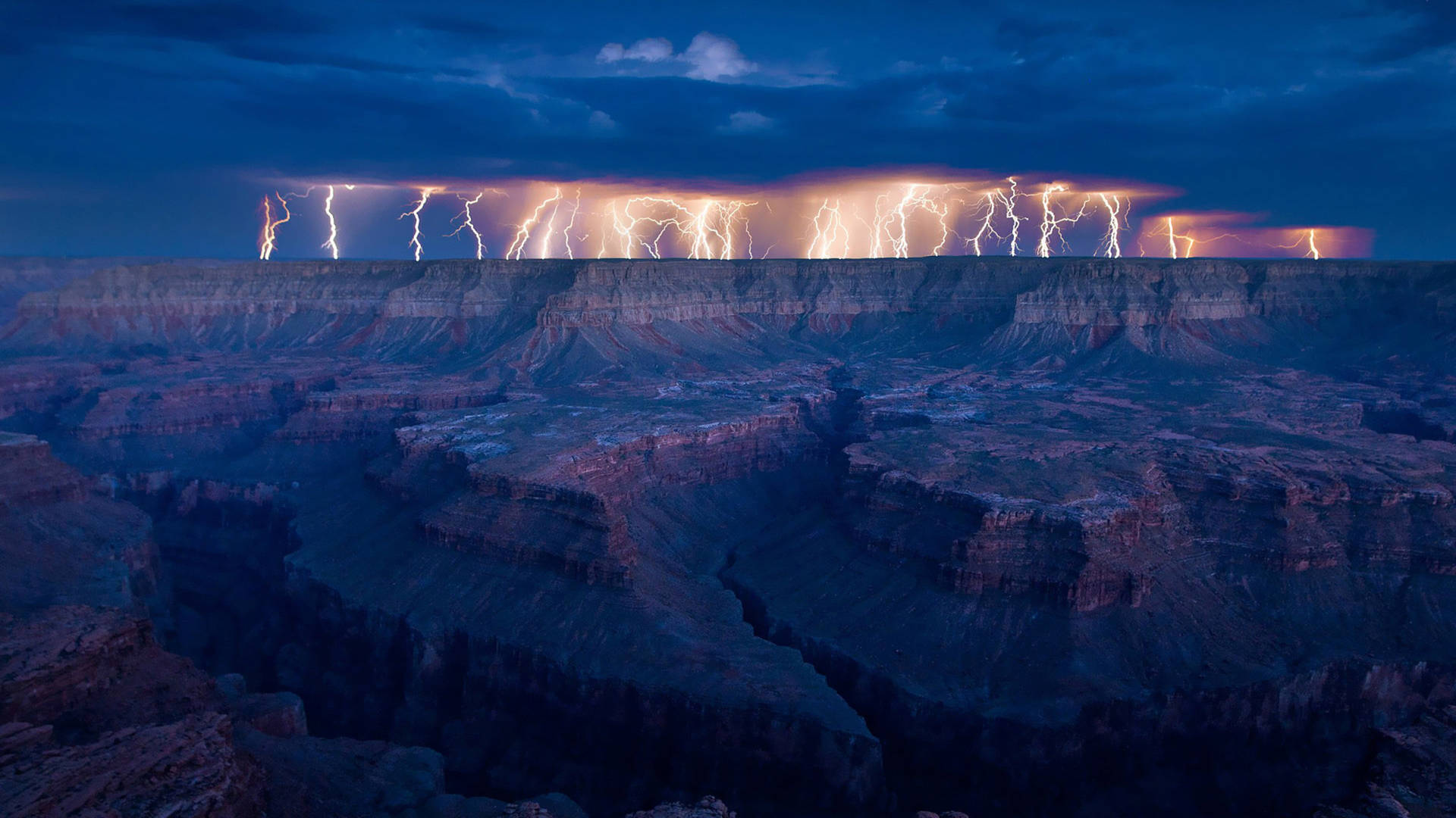 Fulmine Nel Grand Canyon Sfondo