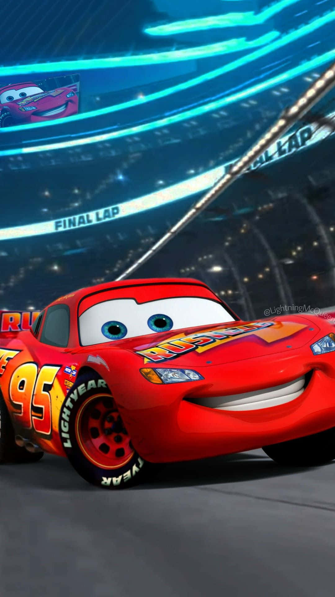 Lightning McQueen Speeding on the Race Track