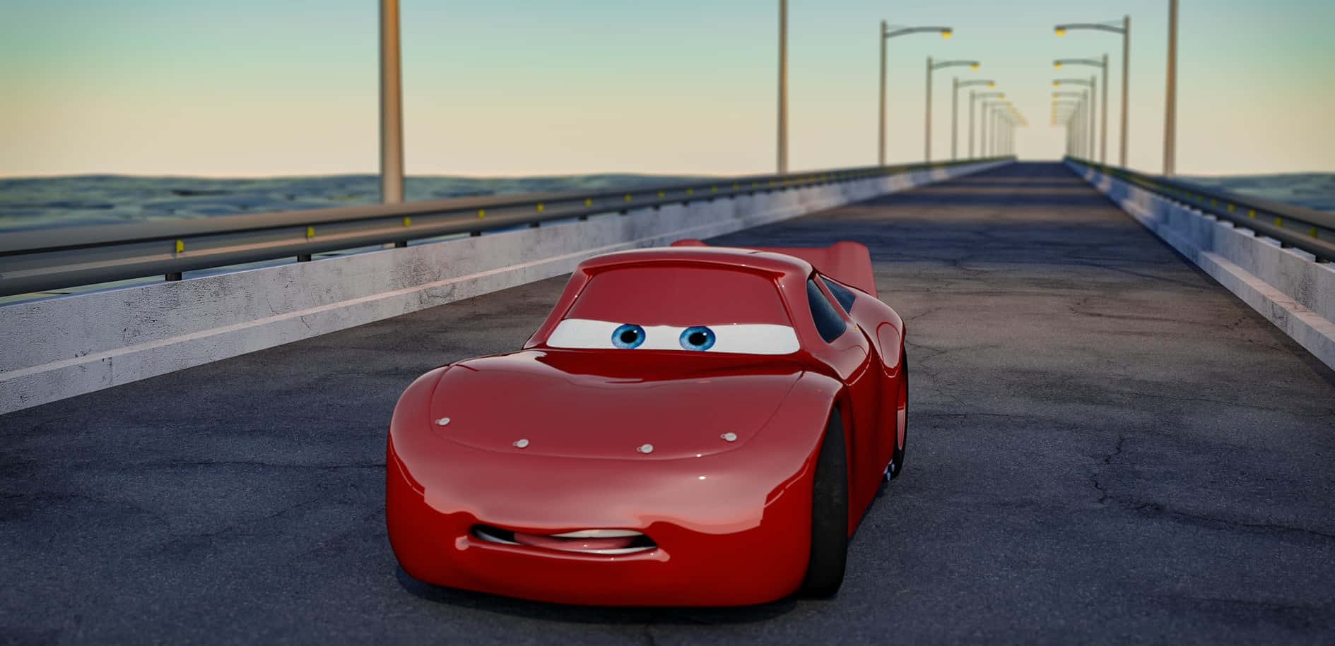 Lightning McQueen racing on the track